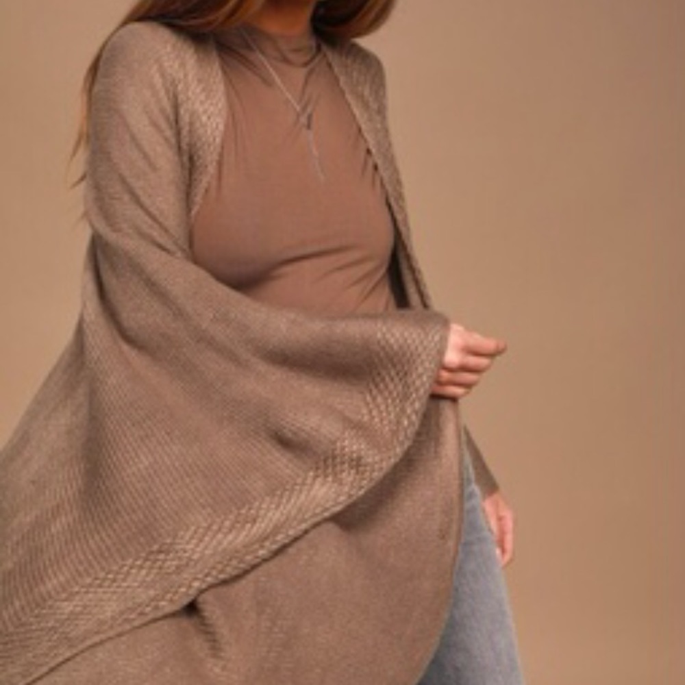 Taupe Knit Poncho